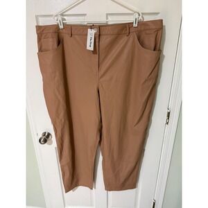 The Drop Faux Leather Cropped Trousers Camel Size 38
